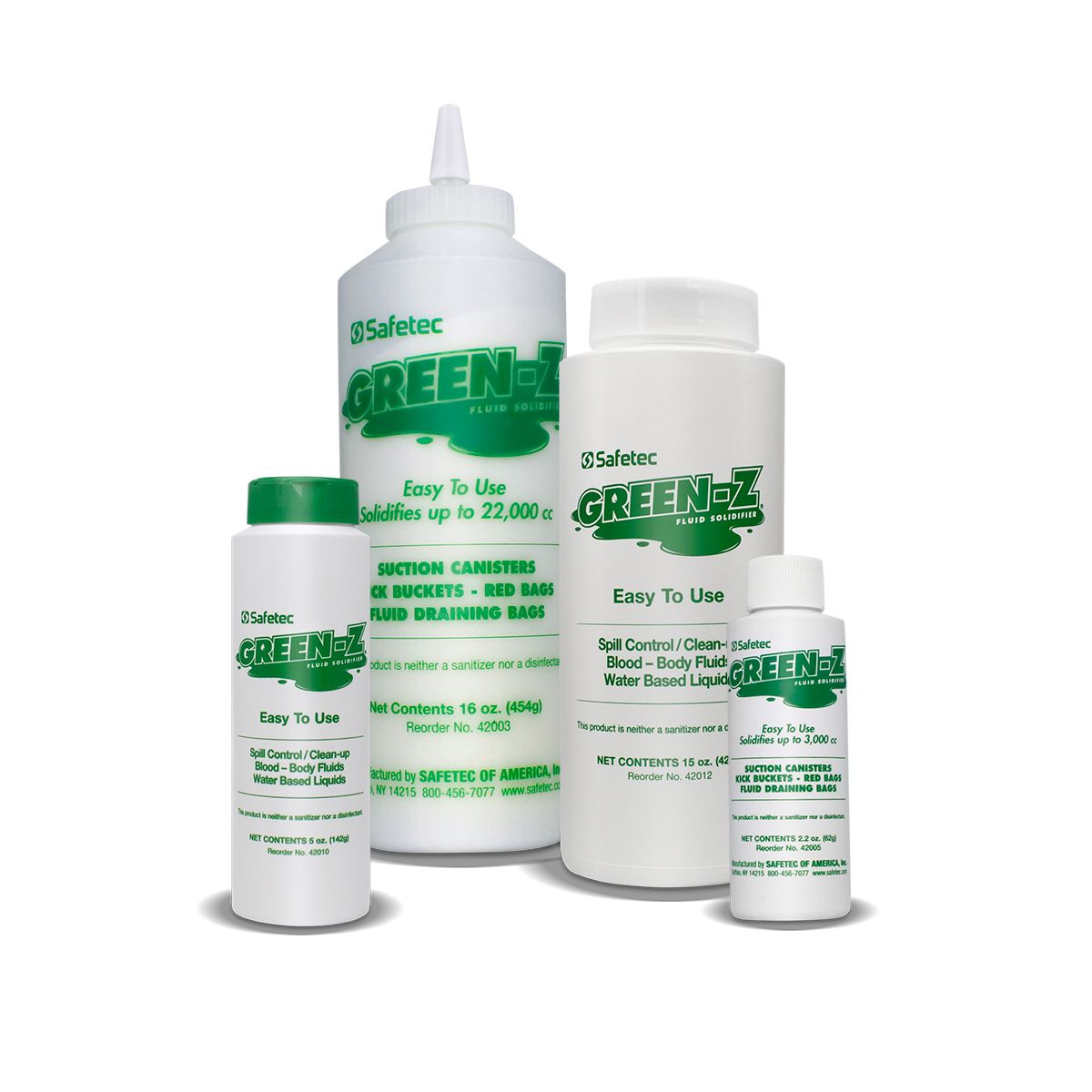 Green-Z® Spill Control Solidifier Single/Multi-Use Bottles - Infection and Spill Control